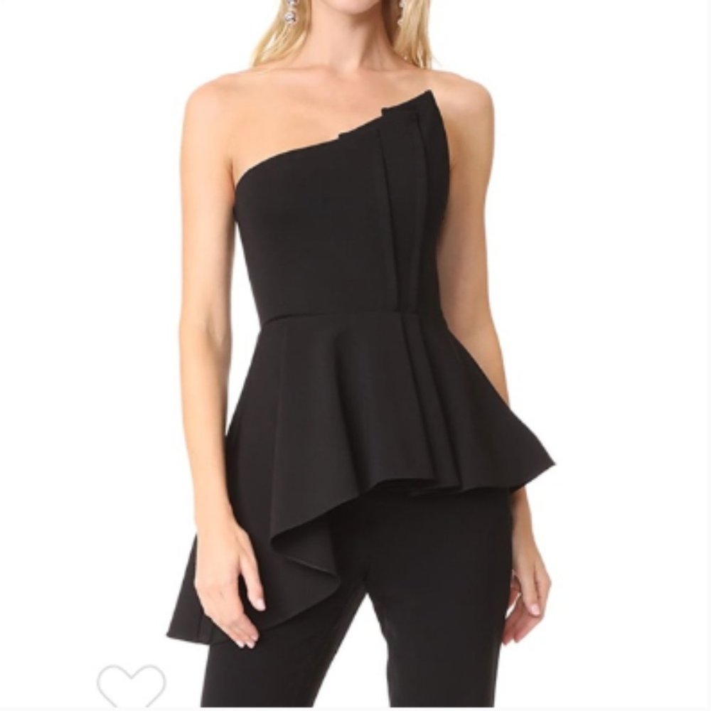 CUSHNIE ET OCHS NOEL ASYMMETRICAL PEPLUM CORSET TOP